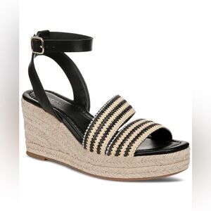 Style & Co Cecilliaa Strappy Black Tan Woven Wedge Espadrille Sz 6.5 BNWB